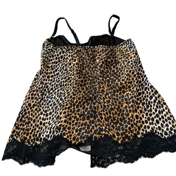 Dolce Gabbana Camisole Pyjama top leopard print VTG Lace detail Small slit - Picture 2 of 15